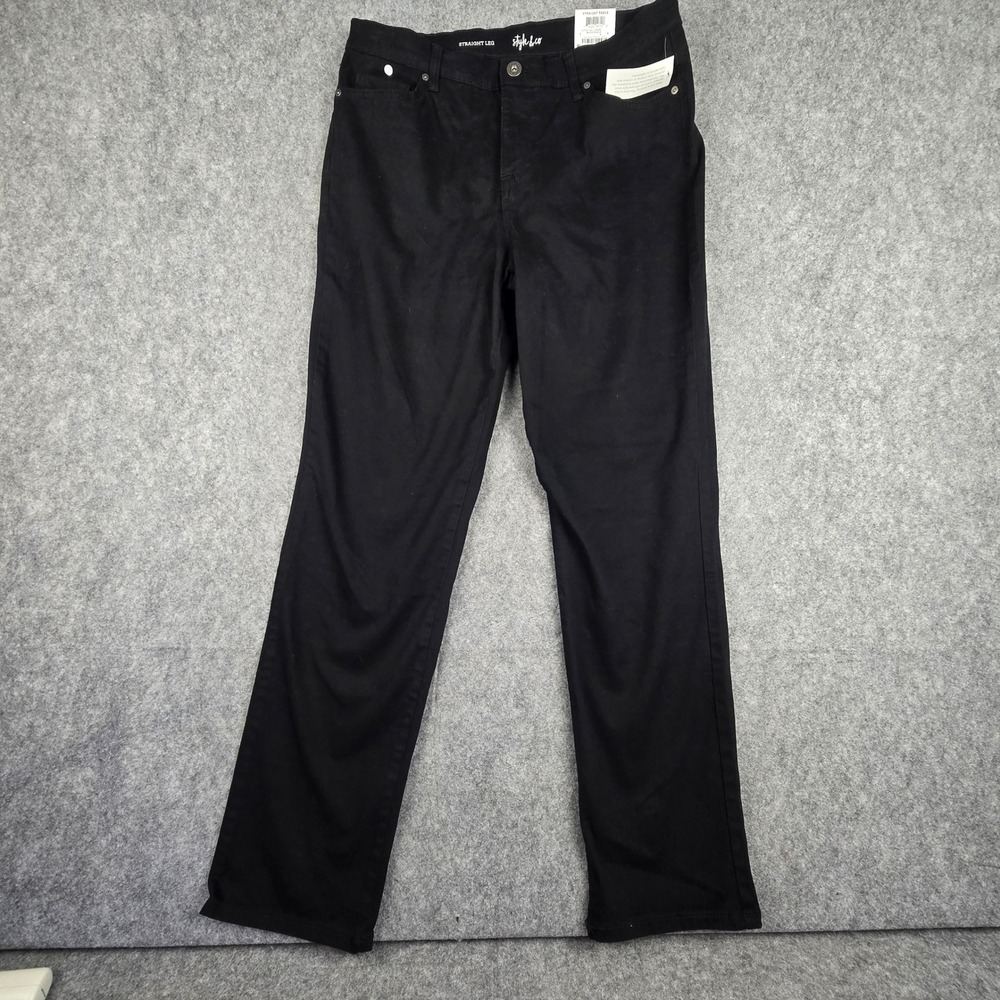 Style & Co Womens Size 12 High Rise Straight Leg Jeans Black Slimming NWT New